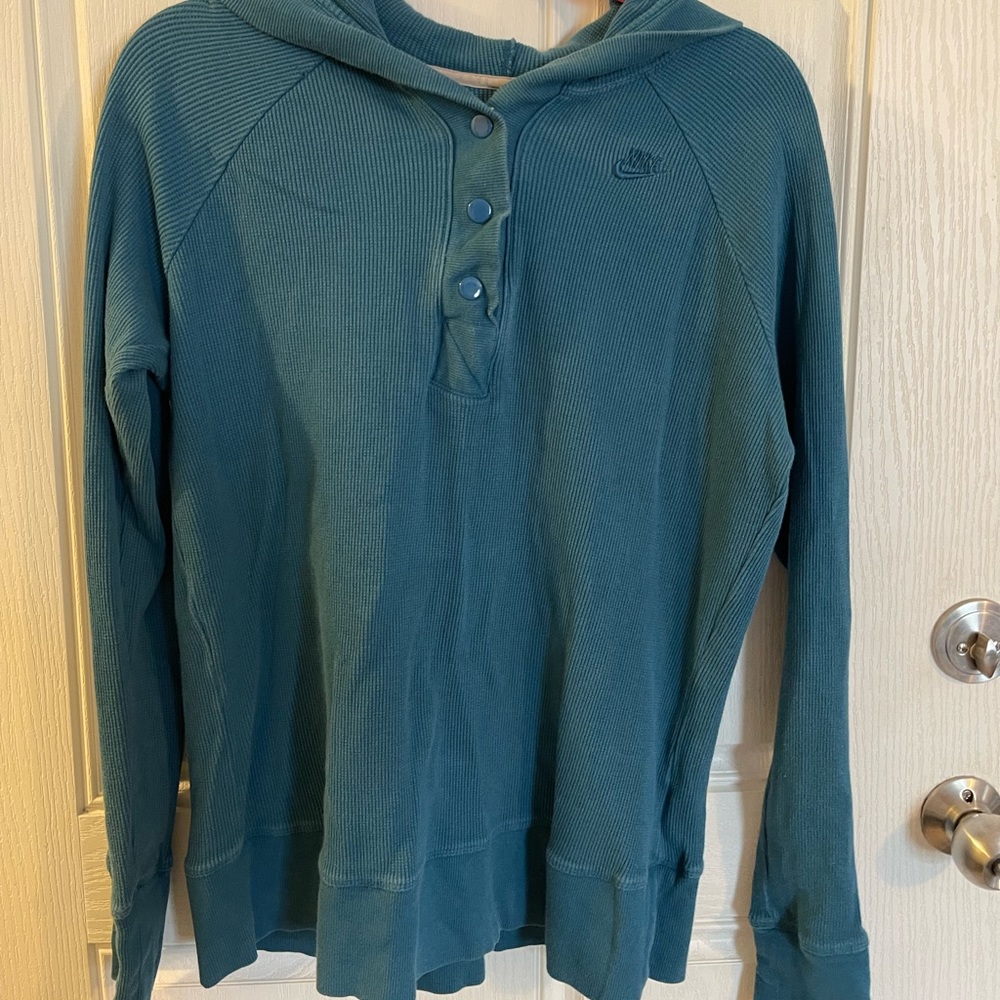 Nike Lightweight hooded shirt in teal size xl